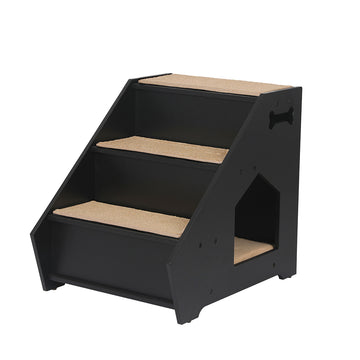 PaWz Wooden Dog Ramp Stairs Steps For Bed Pet Calming Kennel Non-Slip Black PaWz